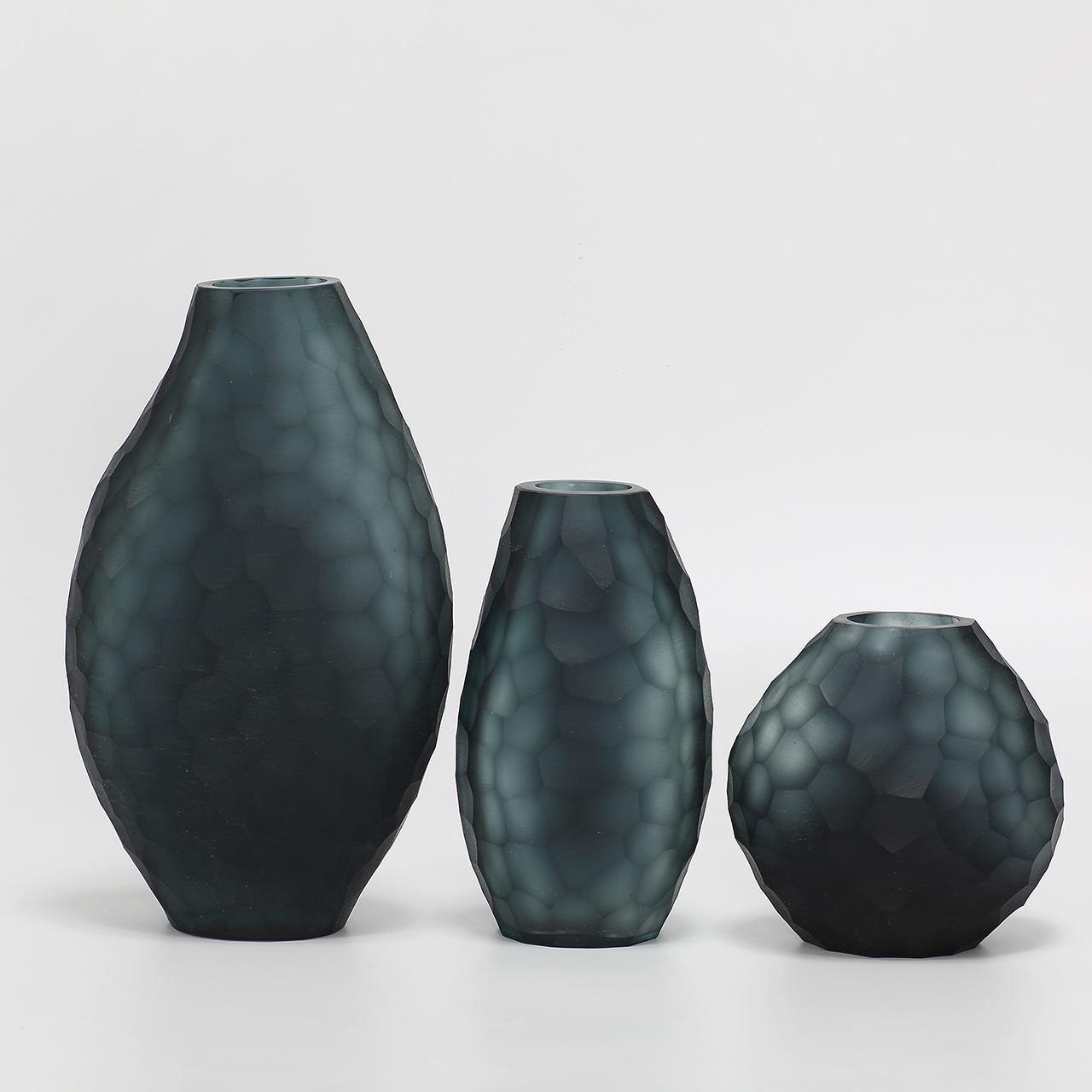 Calista Vase blown, hand etched and hand finished glass bowl