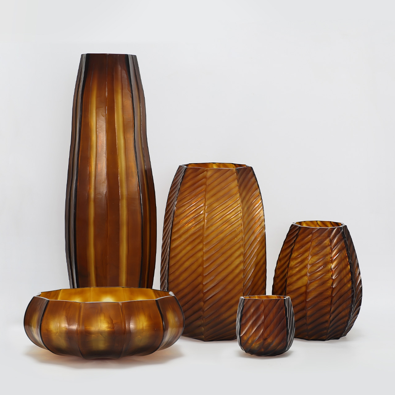 Lotus Mouth blown, hand etched and hand finished glass bowl