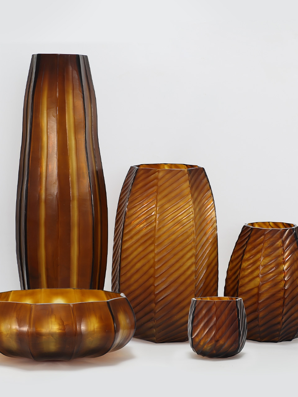 Lotus Mouth blown, hand etched and hand finished glass bowl