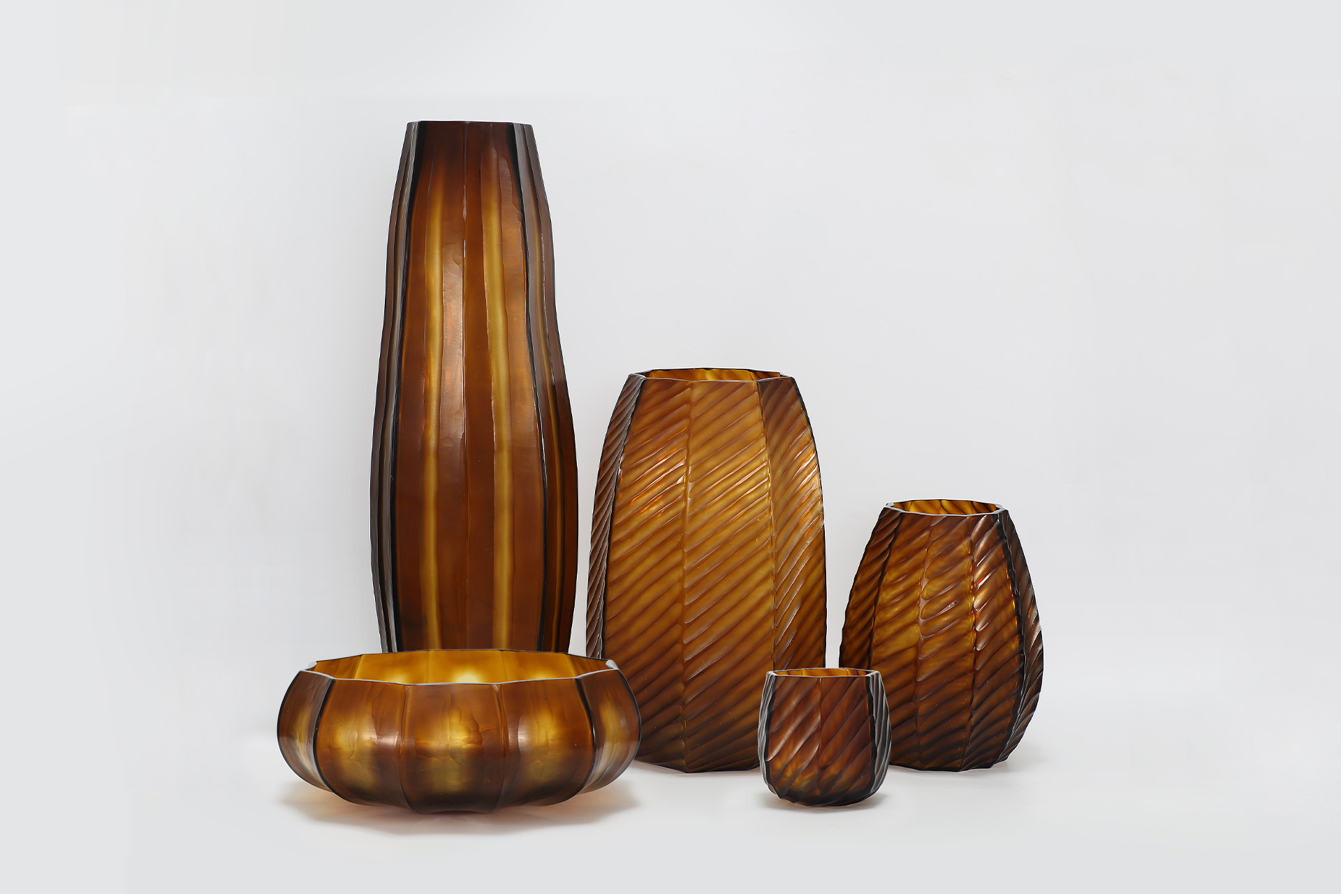 Lotus Mouth blown, hand etched and hand finished glass bowl