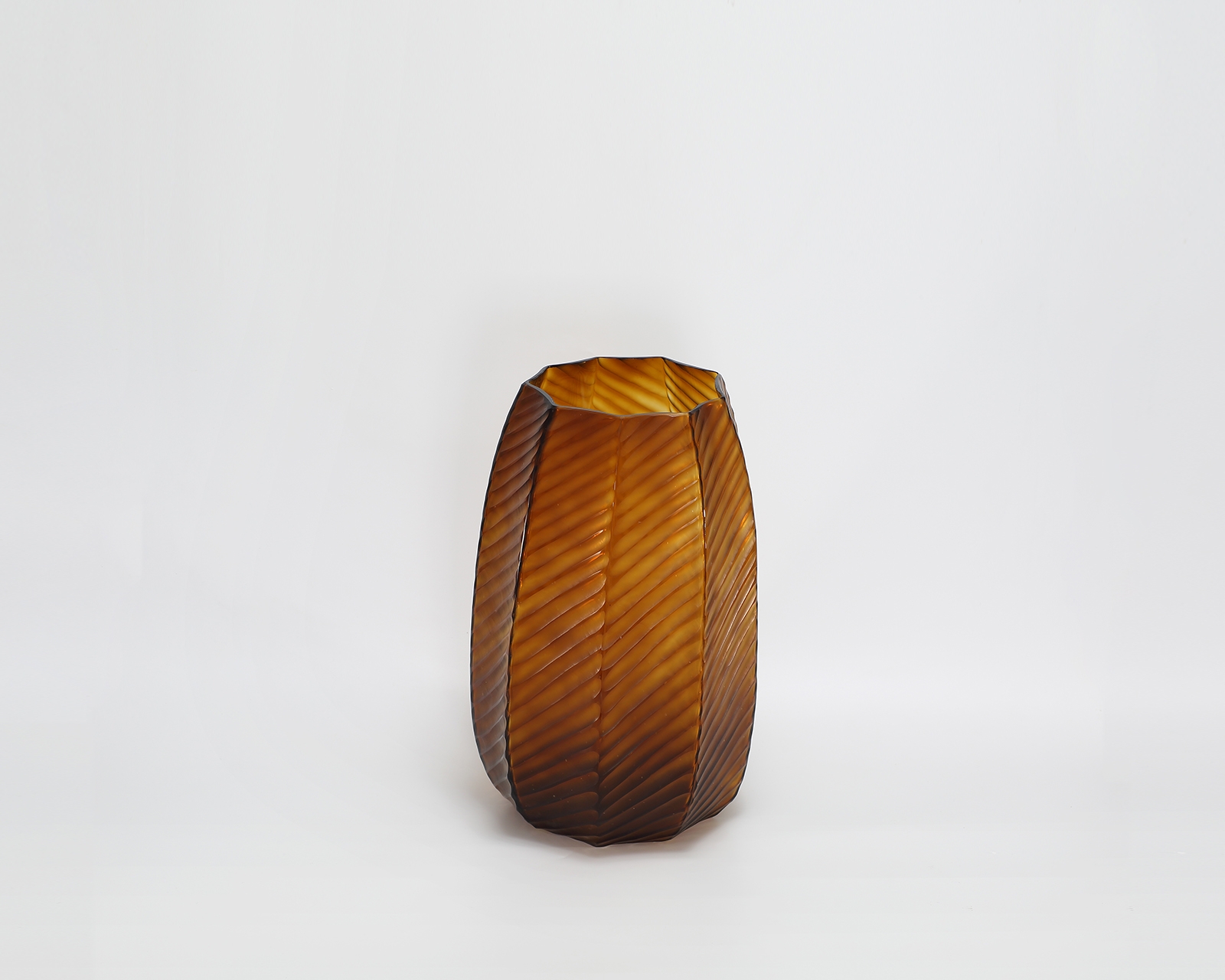 Lotus Vase blown, hand etched and hand finished glass bowl